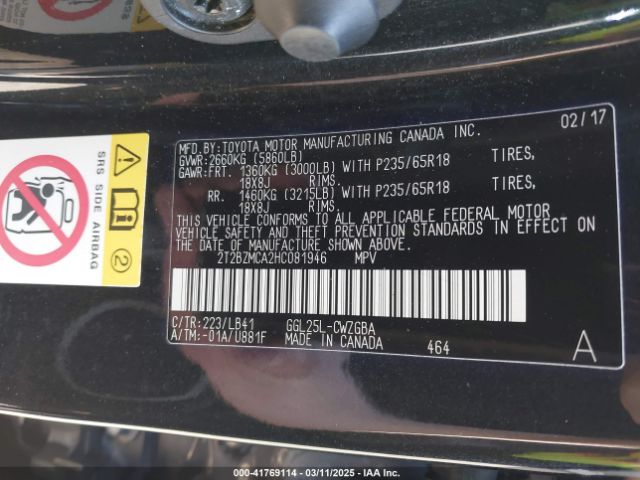 2T2BZMCA2HC081946 Lexus RX 350