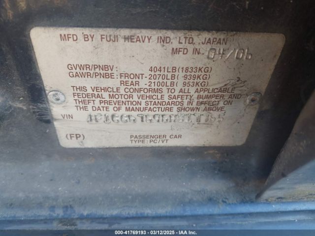2006 SUBARU IMPREZA JF1GG67696H817765 Photo 8