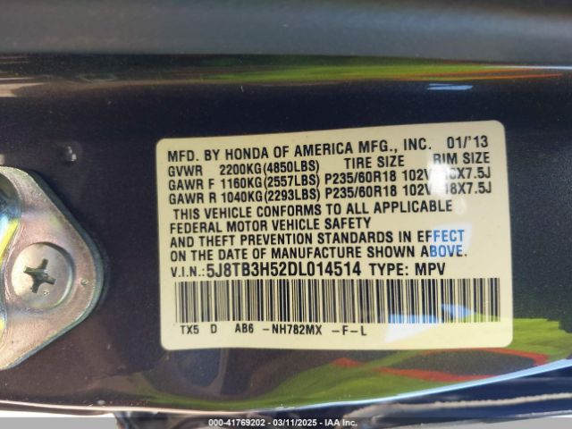 2013 ACURA RDX 5J8TB3H52DL014514 Photo 8