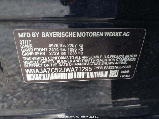 WBAJA7C52JWA71295 BMW 530i Xdrive