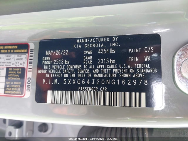 5XXG64J20NG162978 KIA K5 Gt-line