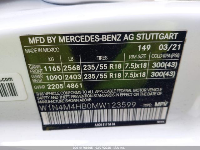 2021 MERCEDES-BENZ GLB 250 W1N4M4HB0MW123599 Photo 8