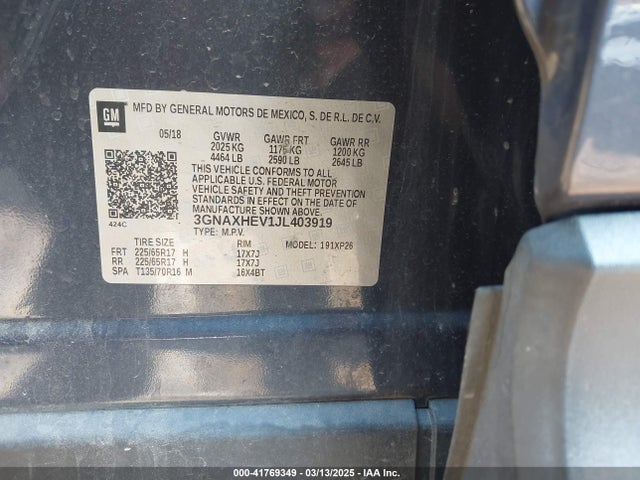 3GNAXHEV1JL403919 Chevrolet EQUINOX LS
