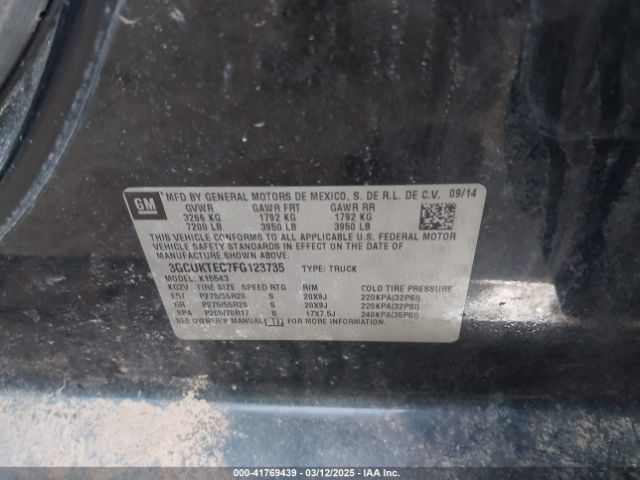 3GCUKTEC7FG123735 Chevrolet Silverado 1500 High Country
