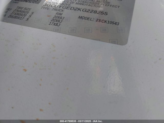 3GCUYGED2KG228255 Chevrolet Silverado 1500 Ltz
