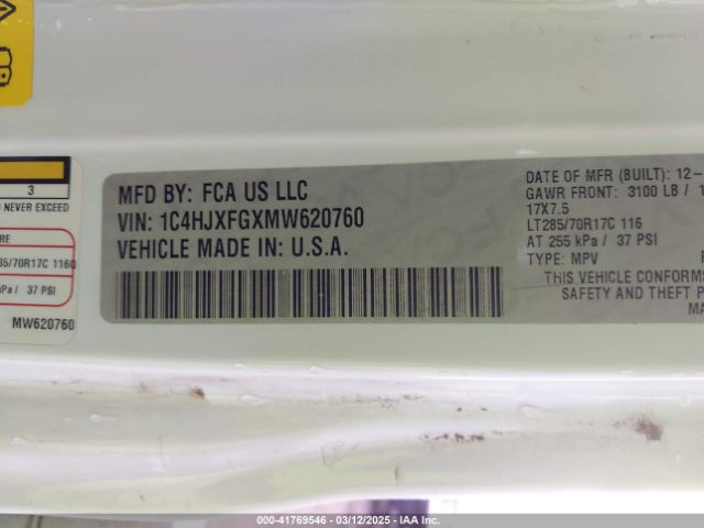 1C4HJXFGXMW620760 Jeep Wrangler Unlimited Rubicon 4x4