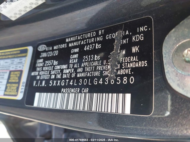 5XXGT4L30LG436580 KIA Optima Lx