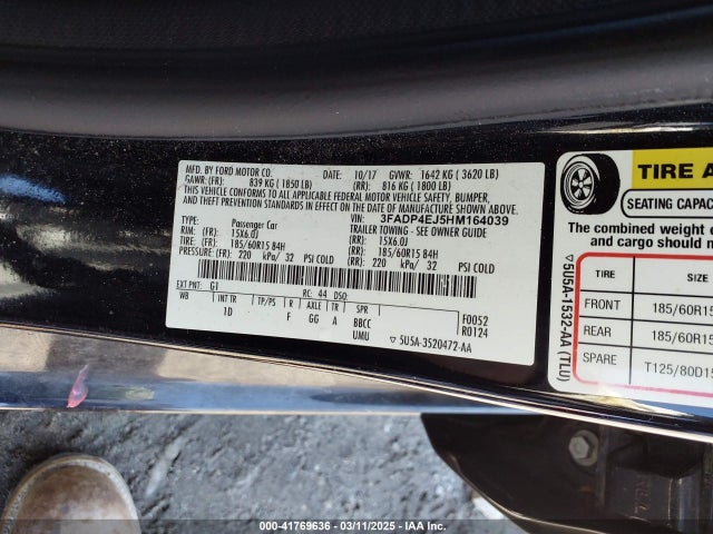 3FADP4EJ5HM164039 Ford FIESTA SE