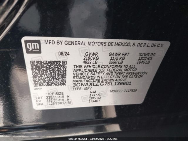 3GNAXLEG7SL136601 Chevrolet Equinox Fwd Rs
