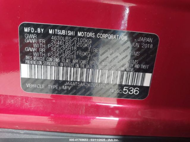 JA4AT5AA2KZ001126 Mitsubishi Eclipse Cross Se