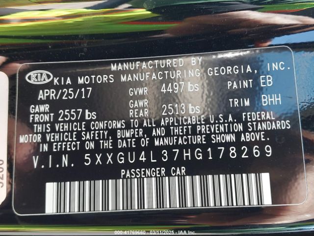 5XXGU4L37HG178269 KIA OPTIMA EX