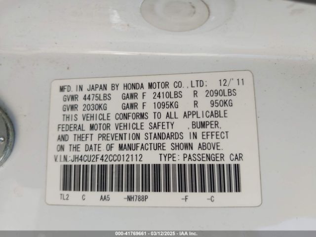2012 ACURA TSX JH4CU2F42CC012112 Photo 8