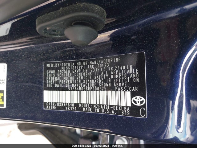 Toyota COROLLA LE 2024 5YFB4MDE6RP100875 Image 9
