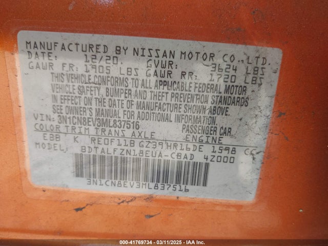 Nissan Versa Sv Xtronic Cvt 2021 3N1CN8EV3ML837516 Image 9