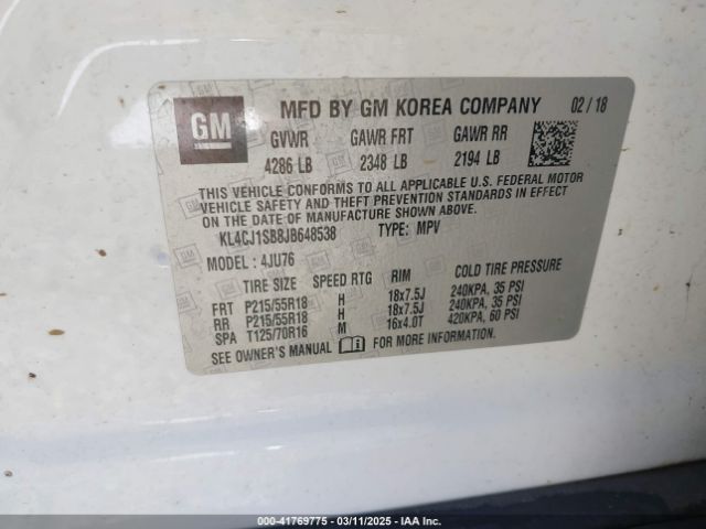 KL4CJ1SB8JB648538 Buick Encore Sport Touring