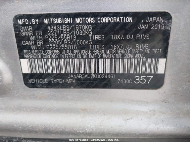 JA4AR3AU7KU024461 Mitsubishi Outlander Sport 2.0 Es