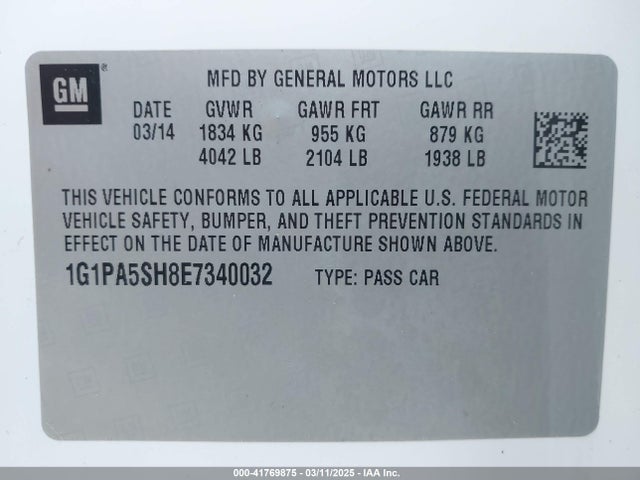 1G1PA5SH8E7340032 Chevrolet Cruze Ls Auto