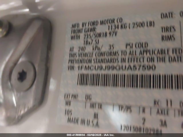 Ford Escape Titanium 2016 1FMCU9J99GUA57590 Image 9