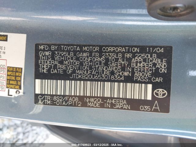 2005 TOYOTA PRIUS JTDKB20U653018364 Photo 8