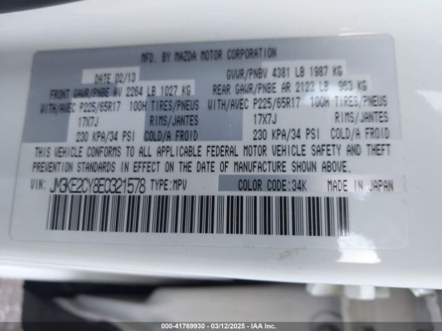 JM3KE2CY8E0321578 Mazda Cx-5 Touring