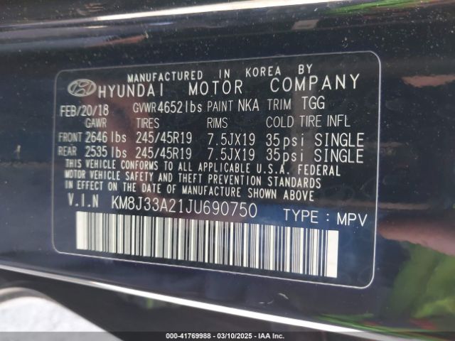 KM8J33A21JU690750 Hyundai Tucson Value