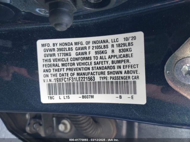 19XFC1F31LE221563 Honda CIVIC EX
