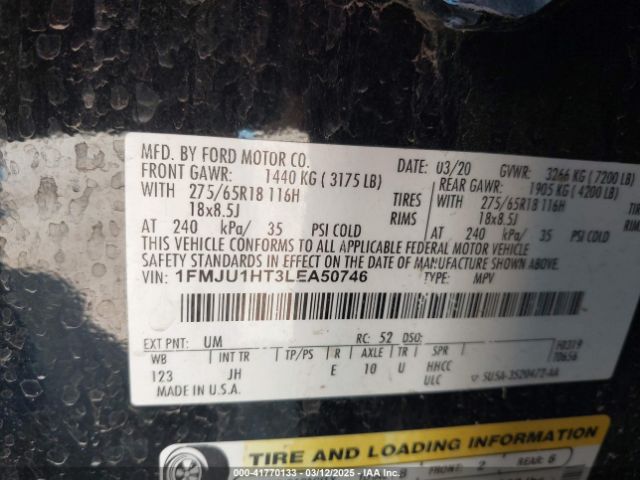 1FMJU1HT3LEA50746 Ford Expedition Xlt