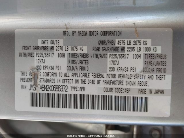 JM3KFABM2K0686372 Mazda CX-5 SPORT