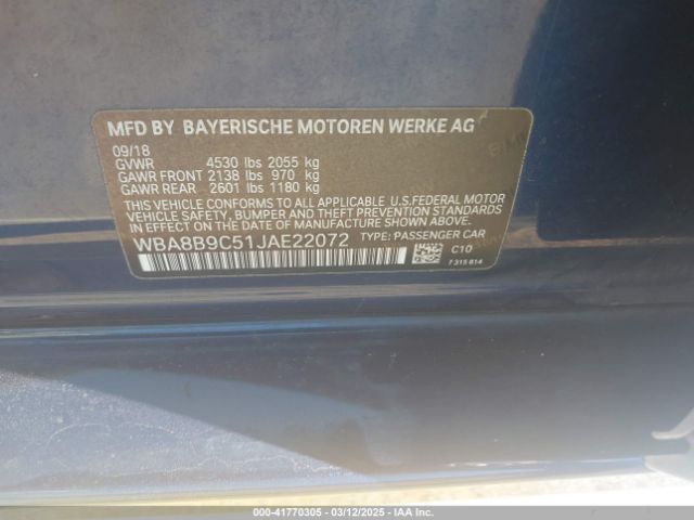 WBA8B9C51JAE22072 BMW 330I