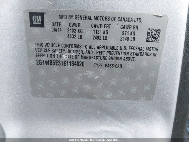 2G1WB5E31E1184020 Chevrolet Impala Limited Lt