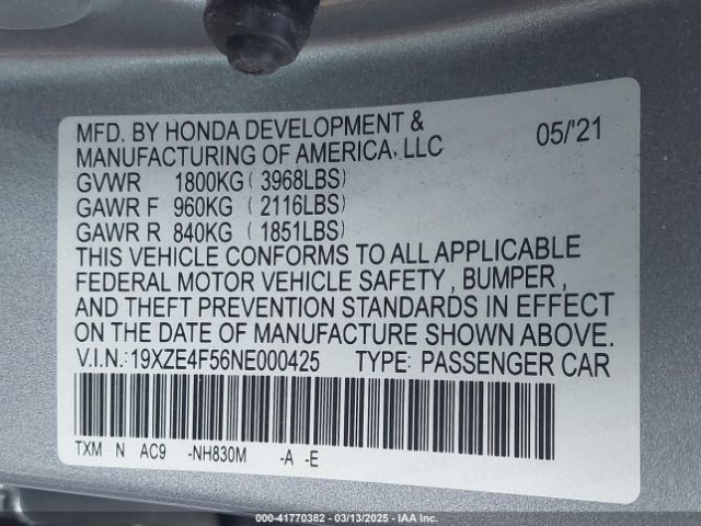 19XZE4F56NE000425 Honda INSIGHT EX
