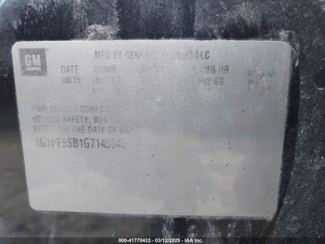 1G1PE5SB1G7145845 Chevrolet Cruze Limited 1lt Auto