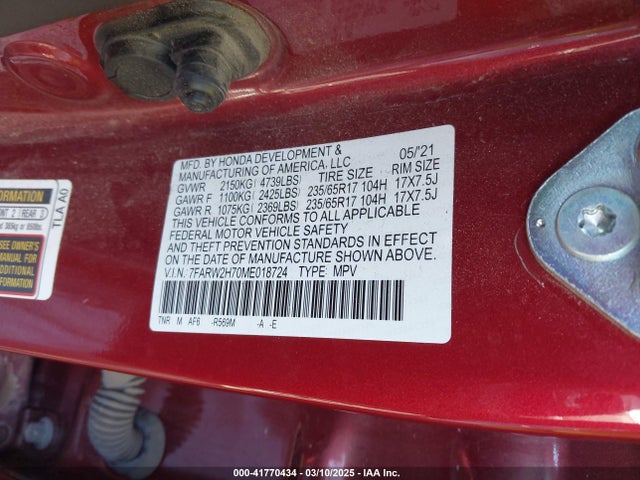 7FARW2H70ME018724 Honda Cr-v Awd Special Edition