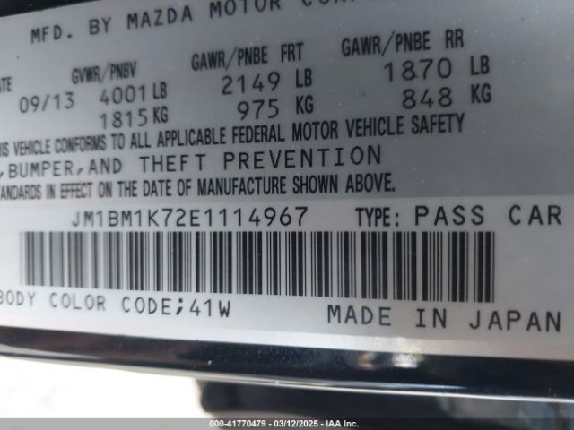 JM1BM1K72E1114967 Mazda Mazda3 I Sport
