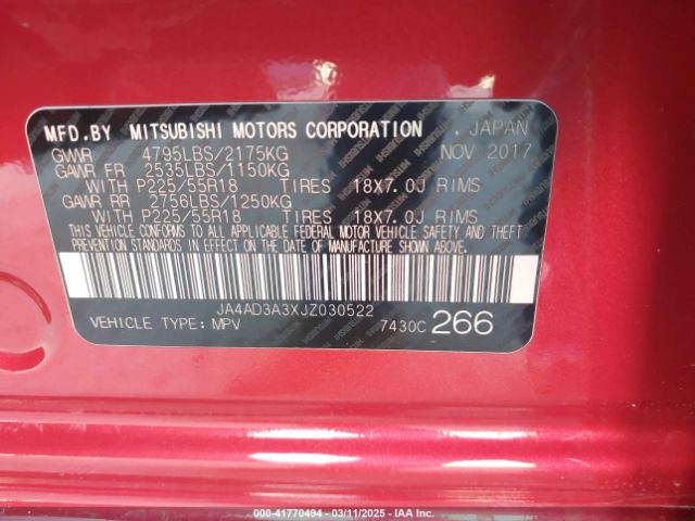 JA4AD3A3XJZ030522 Mitsubishi Outlander Le/se/sel