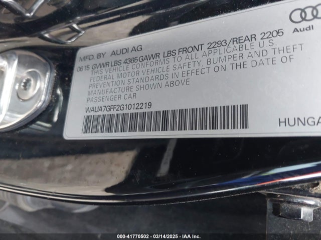 WAUA7GFF2G1012219 Audi A3 1.8t Premium