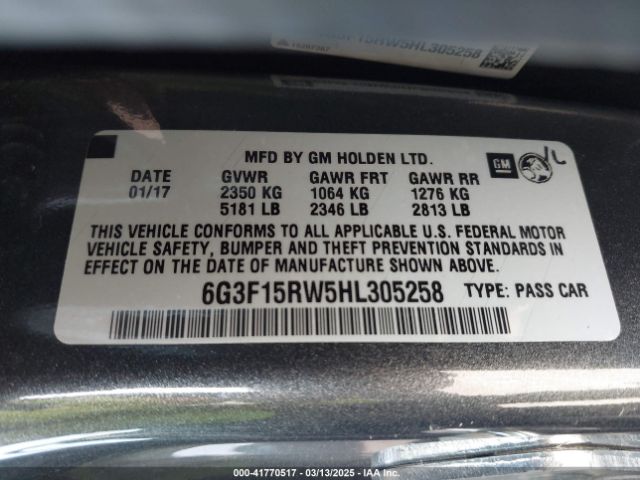 6G3F15RW5HL305258 Chevrolet SS