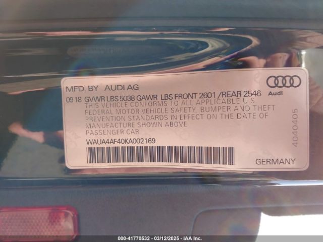 WAUA4AF40KA002169 Audi S4 3.0t Premium