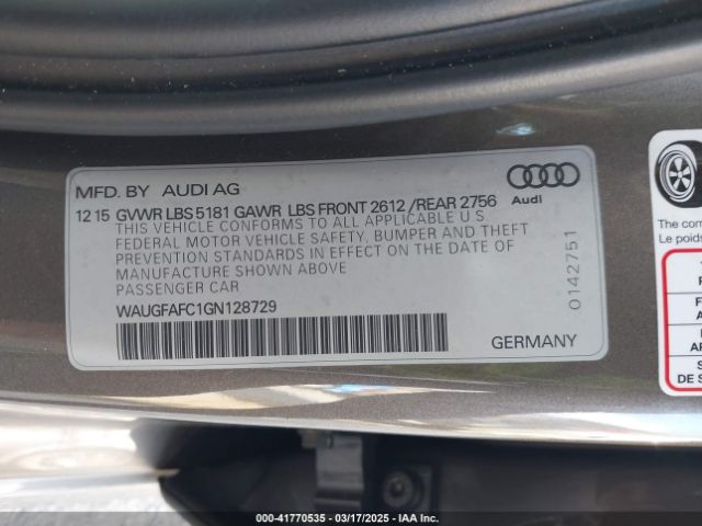 2016 AUDI A6 WAUGFAFC1GN128729 Photo 8