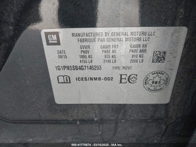 1G1PN5SB4G7146293 Chevrolet Cruze Limited 2lt