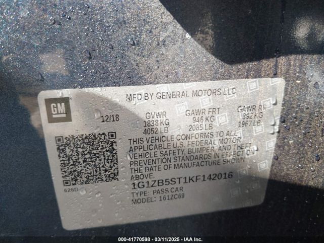1G1ZB5ST1KF142016 Chevrolet Malibu 1ls