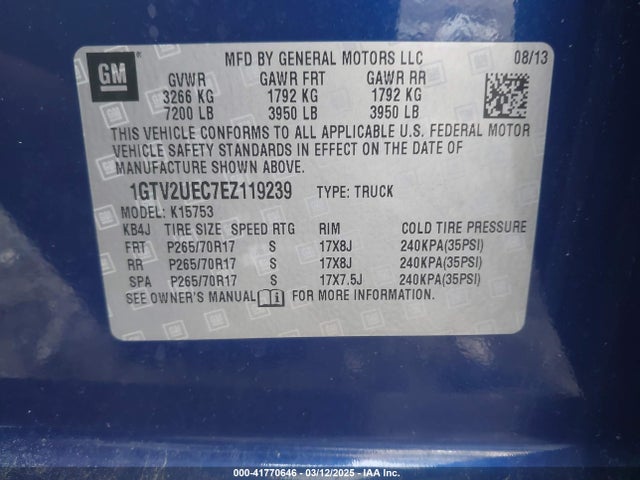 1GTV2UEC7EZ119239 GMC Sierra 1500 Sle
