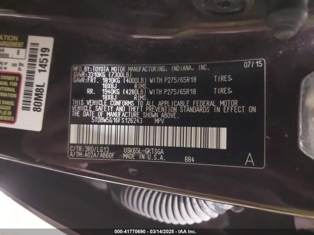 5TDBW5G16FS126243 Toyota 3ur-fbe