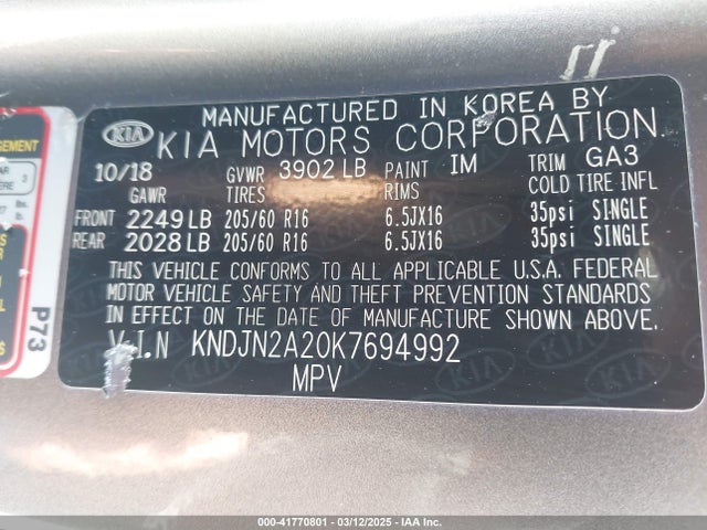 KIA Soul 2019 KNDJN2A20K7694992 Image 9