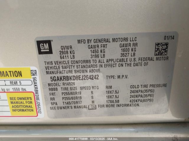 5GAKRBKD8EJ264242 Buick Enclave Leather