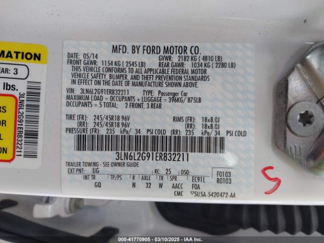 3LN6L2G91ER832211 Lincoln MKZ