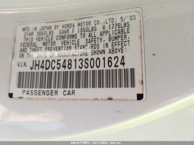 2003 ACURA RSX JH4DC54813S001624 Photo 8