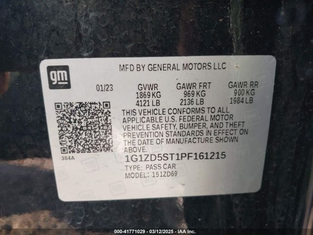 1G1ZD5ST1PF161215 Chevrolet Malibu Fwd 1lt