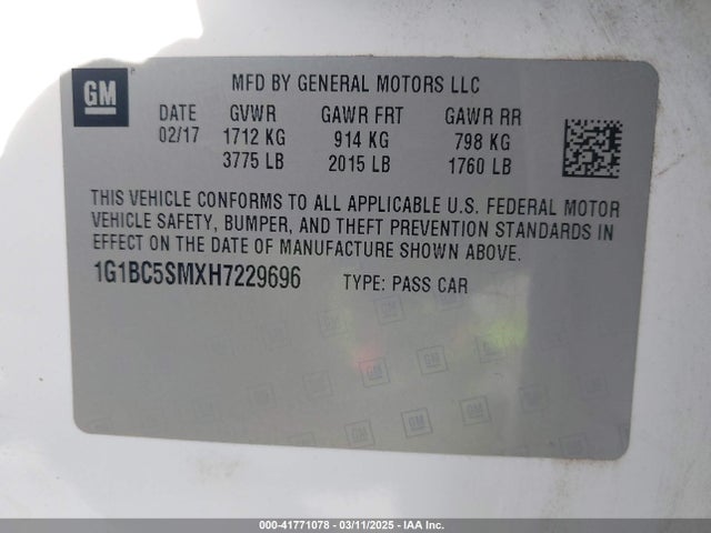 1G1BC5SMXH7229696 Chevrolet Cruze Ls Auto