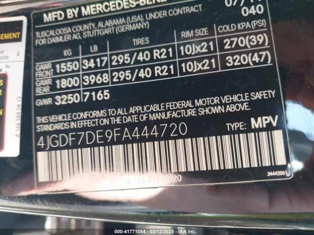 4JGDF7DE9FA444720 Mercedes-Benz Gl-Class